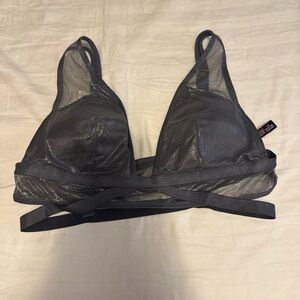 Victoria's Secret Sheer Wrap Bralette in Charcoal